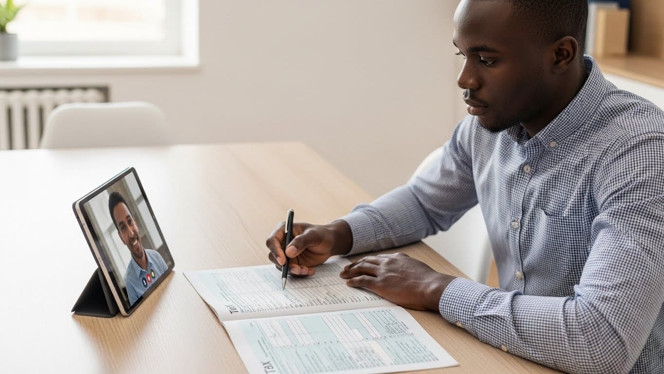 Professional accountant reviewing financial documents